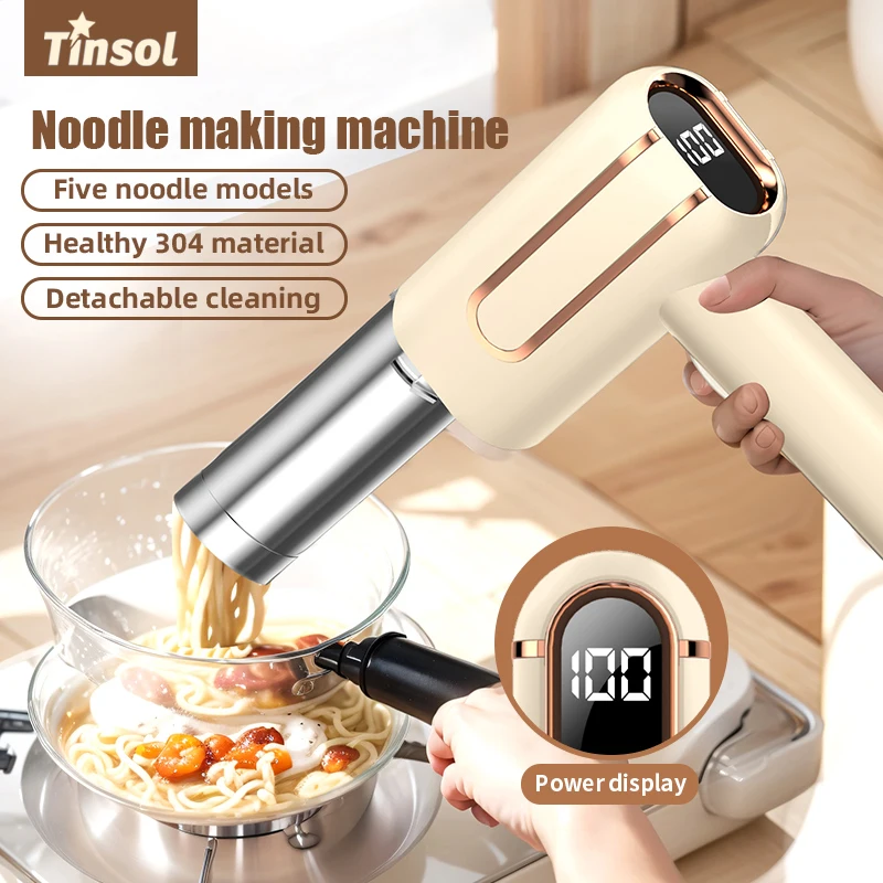 Tinsol Electric Cordless Noodle Maker Portable Noodle Press Home Appliances Outdoor Kitchen Home Breakfast Smart Noodle Maker