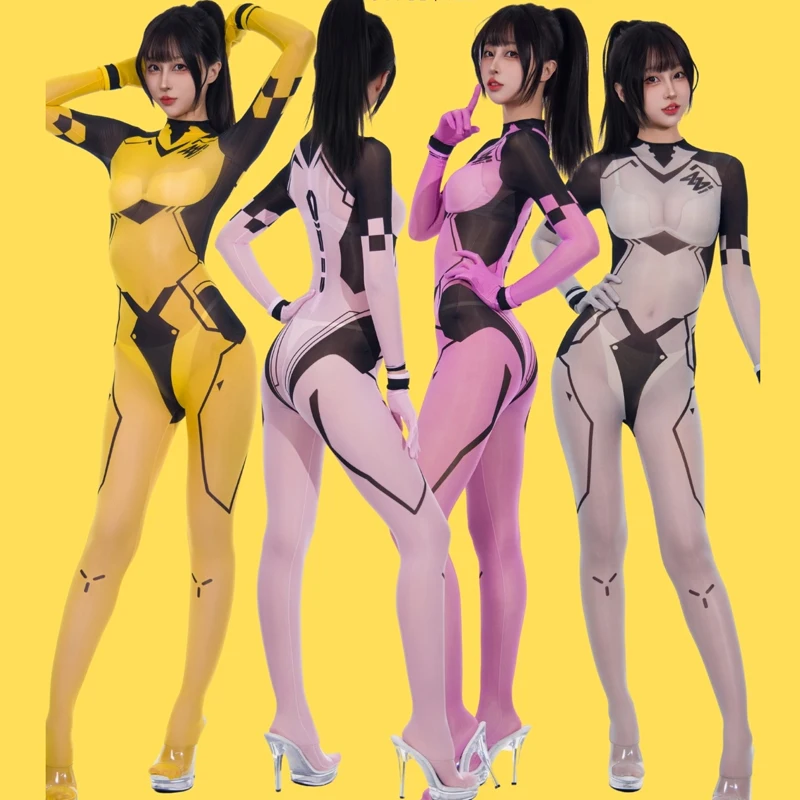 

Женское сексуальное прозрачное боди, цельный комбинезон с перчатками, трико для косплея, клубная одежда, вечерние комбинезоны с длинными рукавами, колготки на молнии сзади