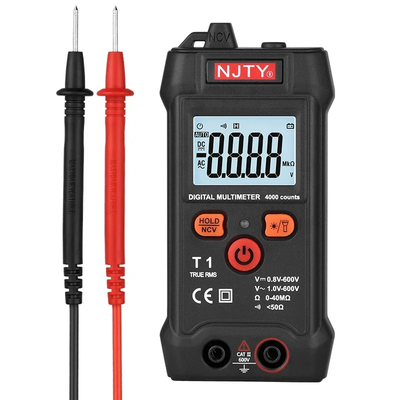 

Mini Metro Auto Range 4000 Counts TRMS AC/DC Voltage Resistance NCV Digital Multimeter With Back+Flashlight Tester Smart