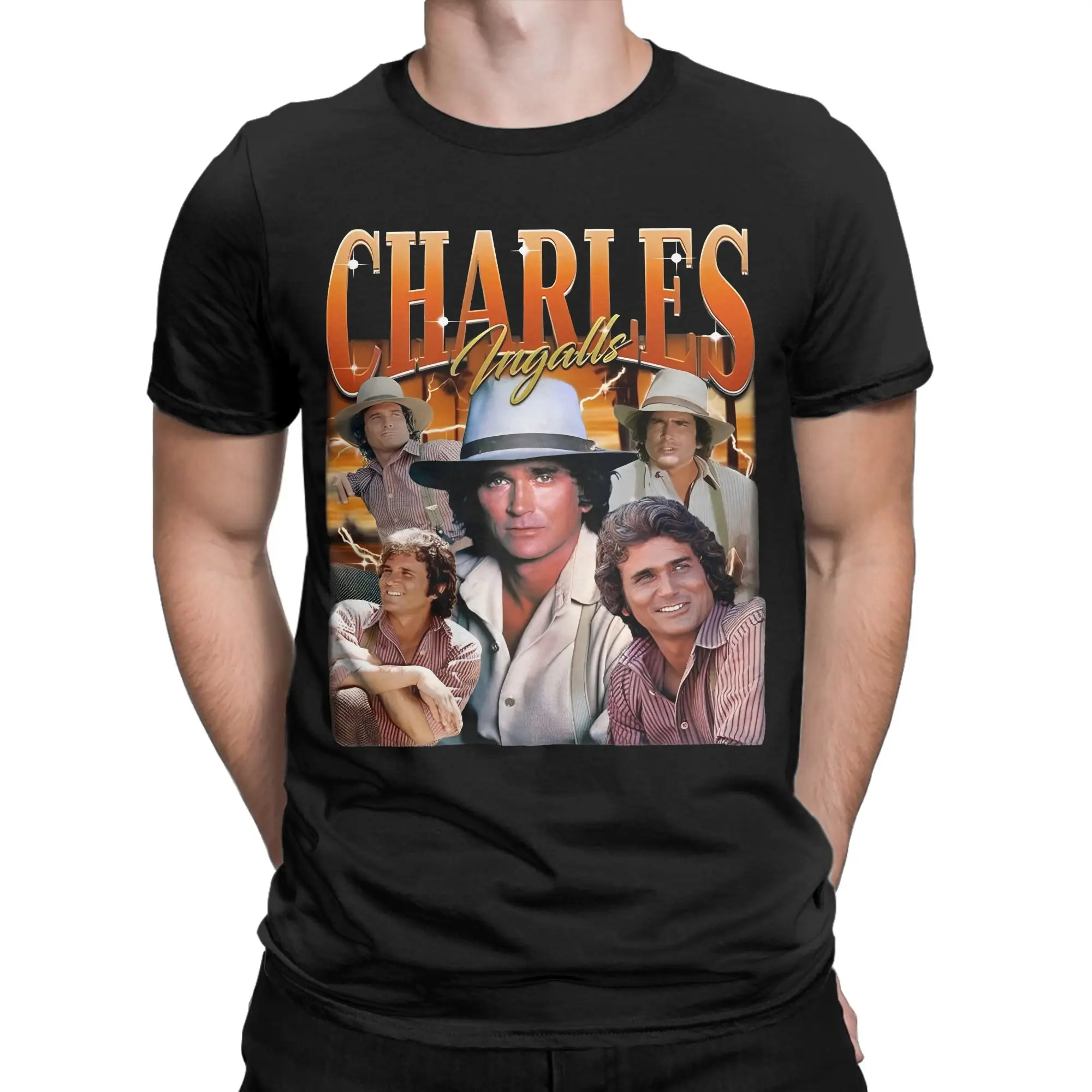 Men's Little House on the Prairie Charles Ingalls T Shirts Walnut Grove Clothes Casual Short Sleeve Round Neck Tees Gift T-Shirt