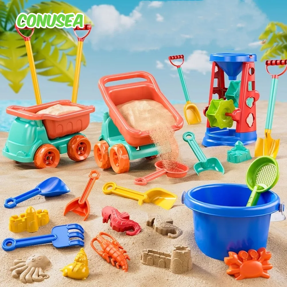 31 Piece Sand Play  Set Beach Toys Accessories Tools Items Outdoor Water Play Shovels Digging Carts bucket Games for Baby Kids