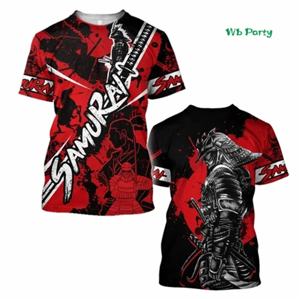 

Men's Retro Japanese Samurai T-shirt, 3D Samurai Printed Short-sleeved Round-neck T-shirt, Men's Oversized Streetwear
