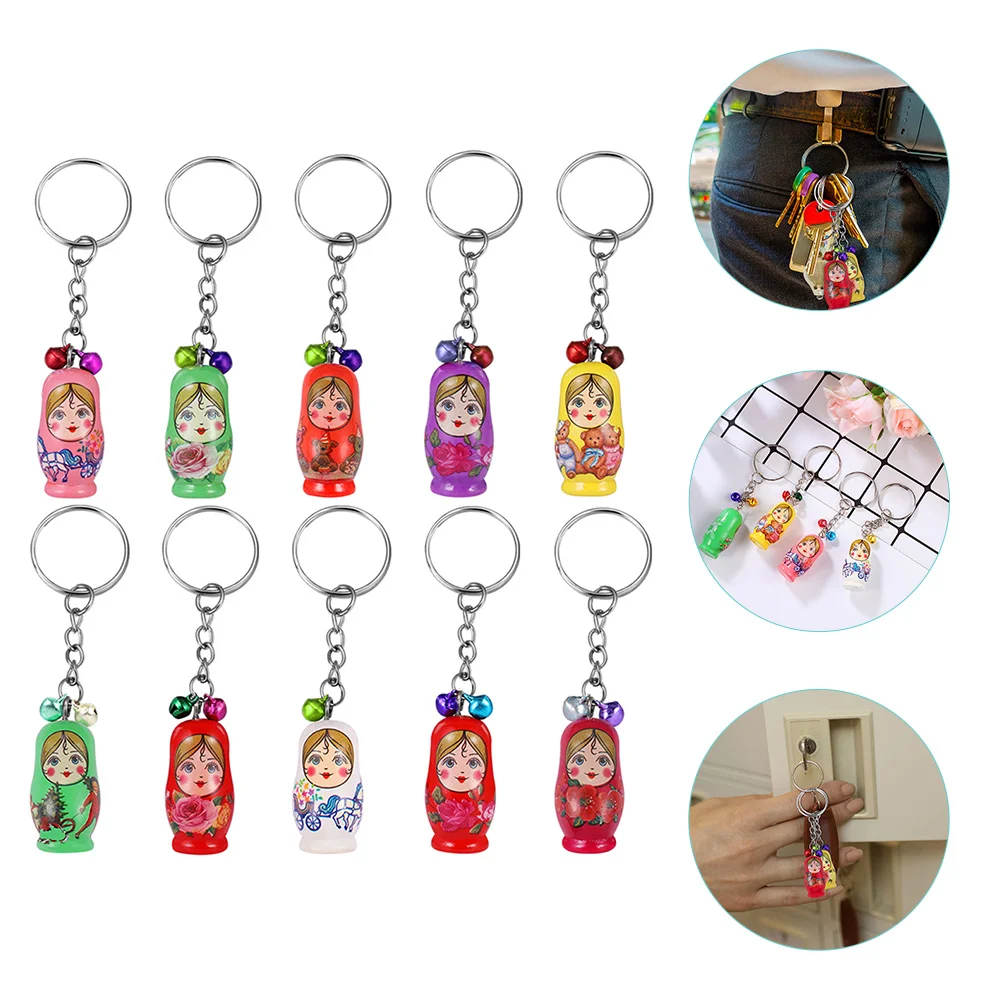 

10 Pcs Key Rings Russian Nesting Dolls Chain Backpack Keyrings Matryoshka Keychain Child