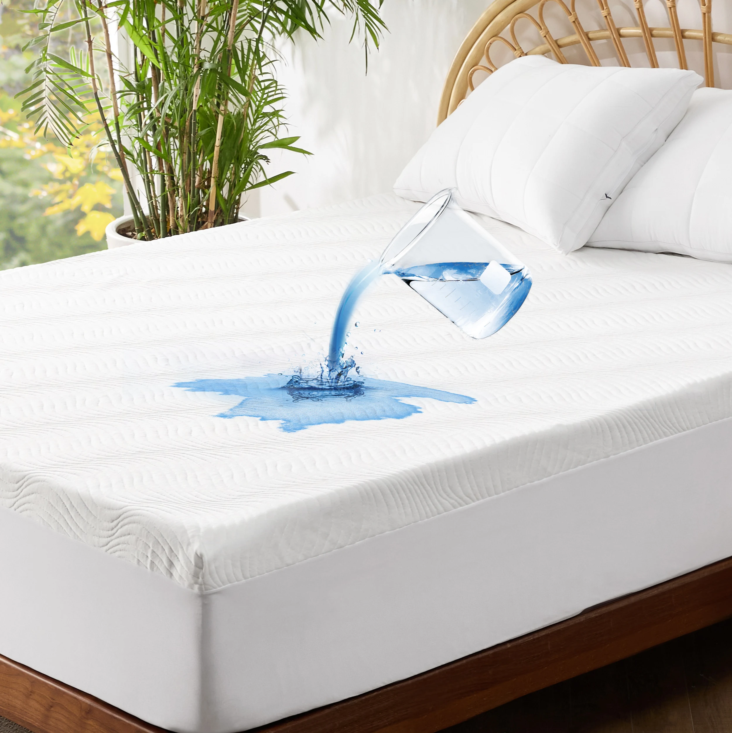 

Bedsure Waterproof Mattress Protector, Viscose Made from Bamboo Cooling Mattress Cover Breathable, 3D Air Fabric, 8"-21" Deep