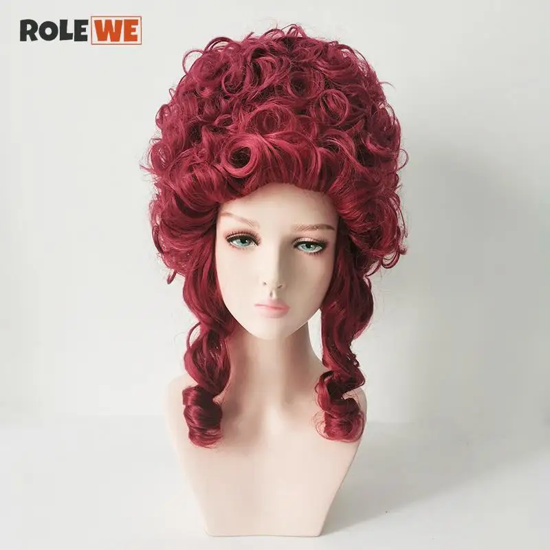 High Quality Marie Antoinette Cosplay Wigs Princess Medium Curly Heat Resistant Synthetic Hair Wig + Wig Cap