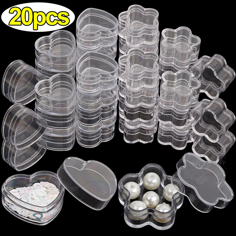 1/20pcs Plastic Heart Shape Empty Bottle Cosmetic Jar Lip Balm Cream Pot Jar Box Case Container Travel Refillable Bottles Set