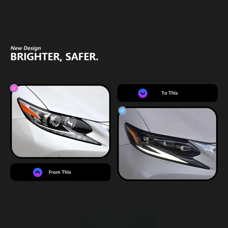 Suitable for 15-17 Lexus ES Headlight Assembly Low Raised Triple Matrix LED Flowing Turn Signal