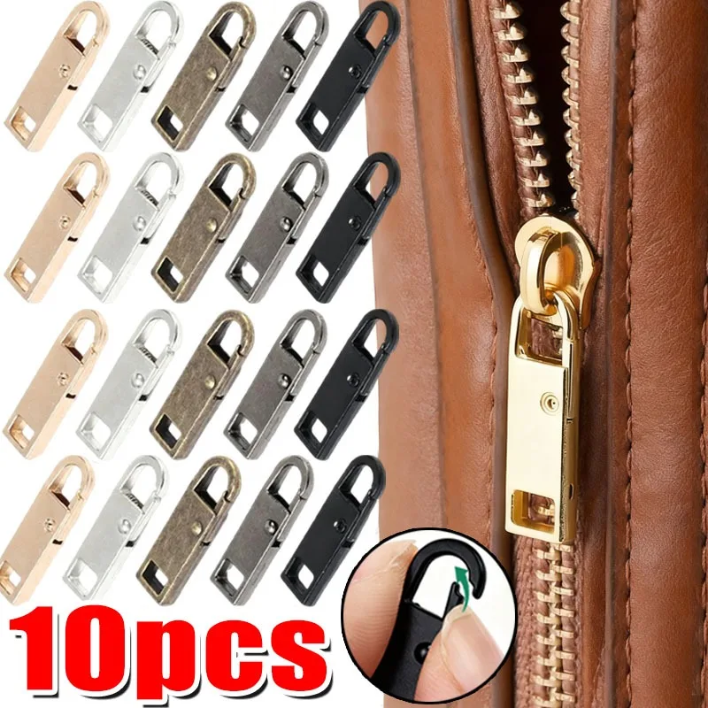 

1/10 шт. прочный инструмент, бесплатный ремонт молнии, мгновенная замена, металлический слайдер, универсальный съемный для сумок для багажа, одежды