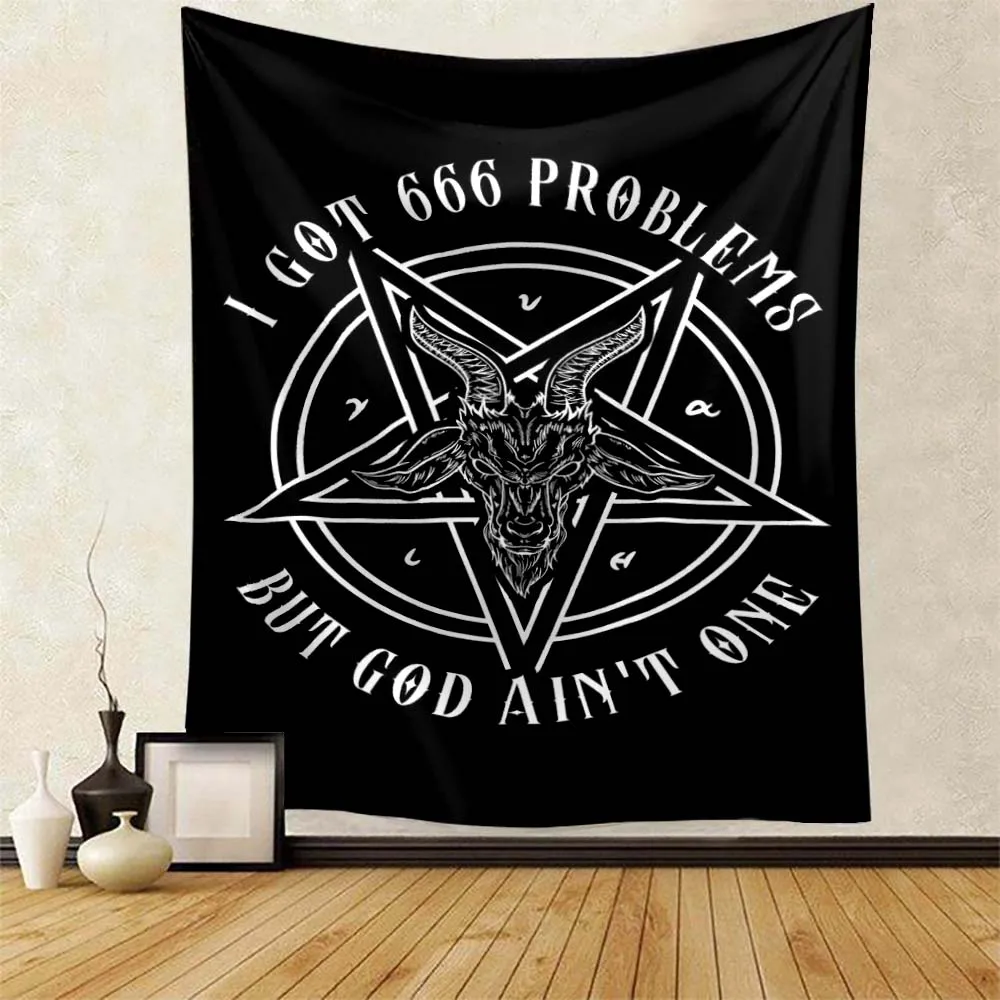 Baphomet Satan Demon Evil Tapestry Bar Club Man Cave Home Bedroom Wall Decor Bedroom Fashion Friend Birthday Gift Wall Tapestry