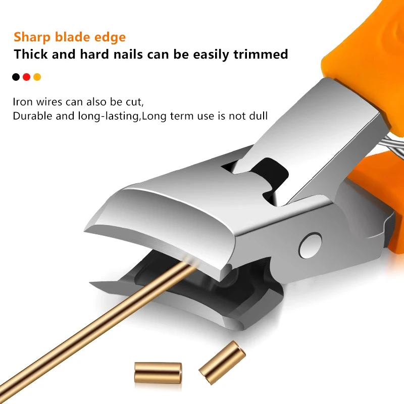 Coupe-ongles incliné professionnel, large ouverture de la mâchoire, Anti-éclaboussures, pince à ongles en acier inoxydable, outils de manucure, 1 pièce