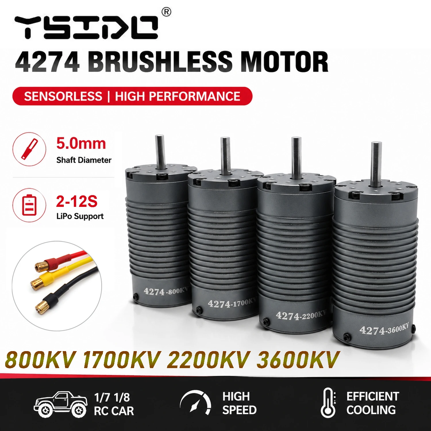 ysido-4274-sensorless-brushless-motor-800kv-1700kv-2200kv-3600kv-50mm-shaft-for-1-7-1-8-arrma-traxxas-rc-monster-off-road-truck