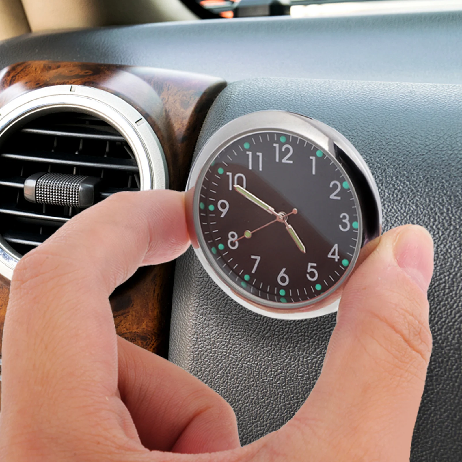 

2Pcs Car Clock Stick on Mini Luminous Dashboard Analog Watch Easy Install Accurate Timekeeping Night Visibility