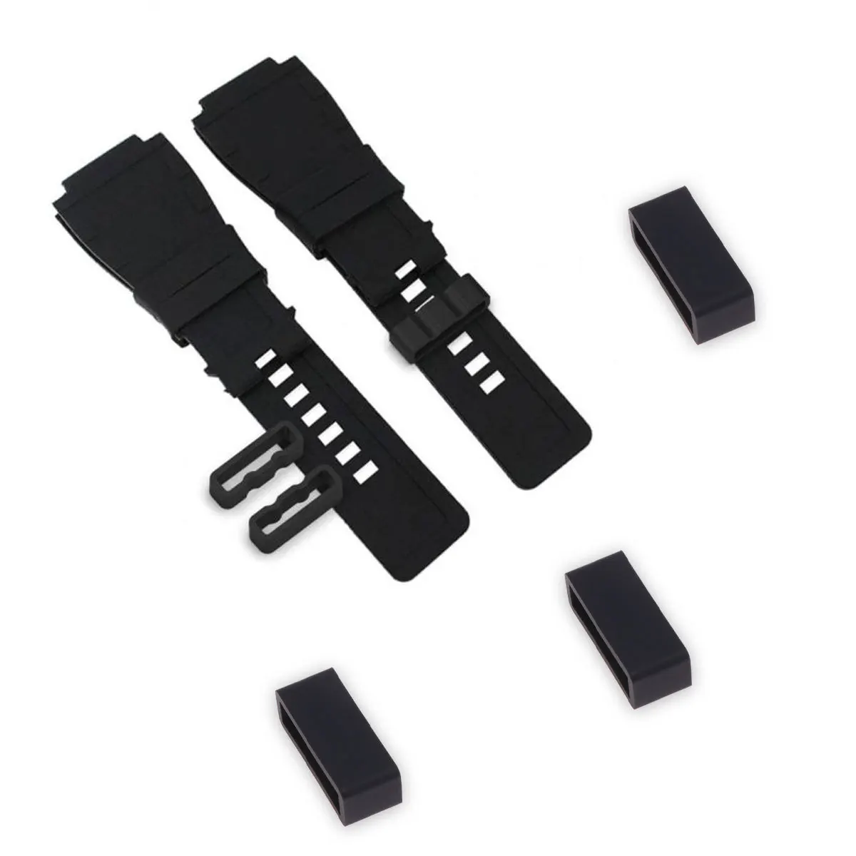 

8 pcs 22Mm Silicone Watch Band Replacement Loop Black Durable Rubber Strap Holder For Wristwatches Watch Band Ring Silicone