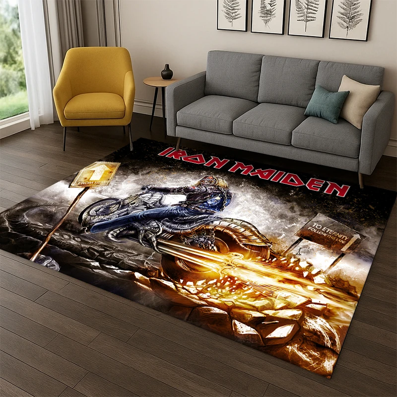 3D I-Iron Maiden Metal Band Teppich für Schlafzimmer, Wohnzimmer, Sofa, Spielzimmer, Fußmatte, Heimdekoration, Kinderspielbereich-Teppich, rutschfest, Geschenk