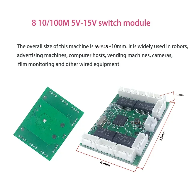 Onbeheerde 8 poort 10/100M industriële Ethernet switch module PCBA board OEM Auto-sensing Poorten PCBA board OEM Moederbord