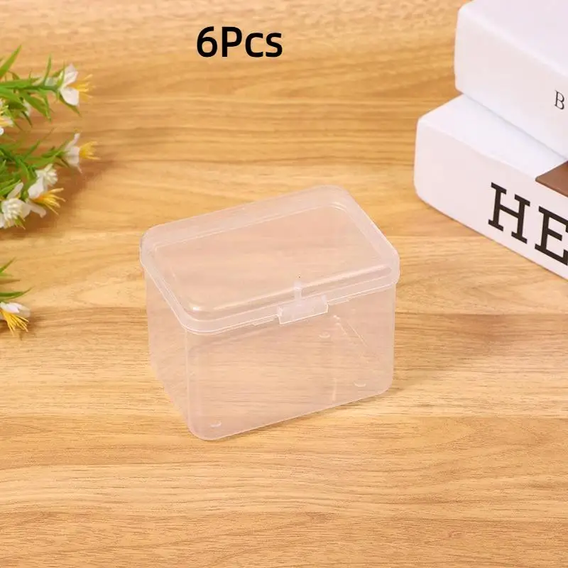6Pcs Clear Plastic Storage Boxes, Transparent Organizer Containers For Home, Office & Kitchen Small Items