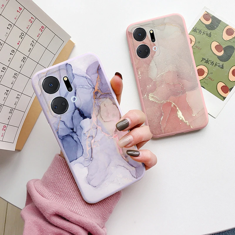 Case For Honor X7a Back Cover Protective Silicone Funda Fashion Marble Stone Texture Coque For HonorX7a 6.75 X8b X7b X7c X7d X8c
