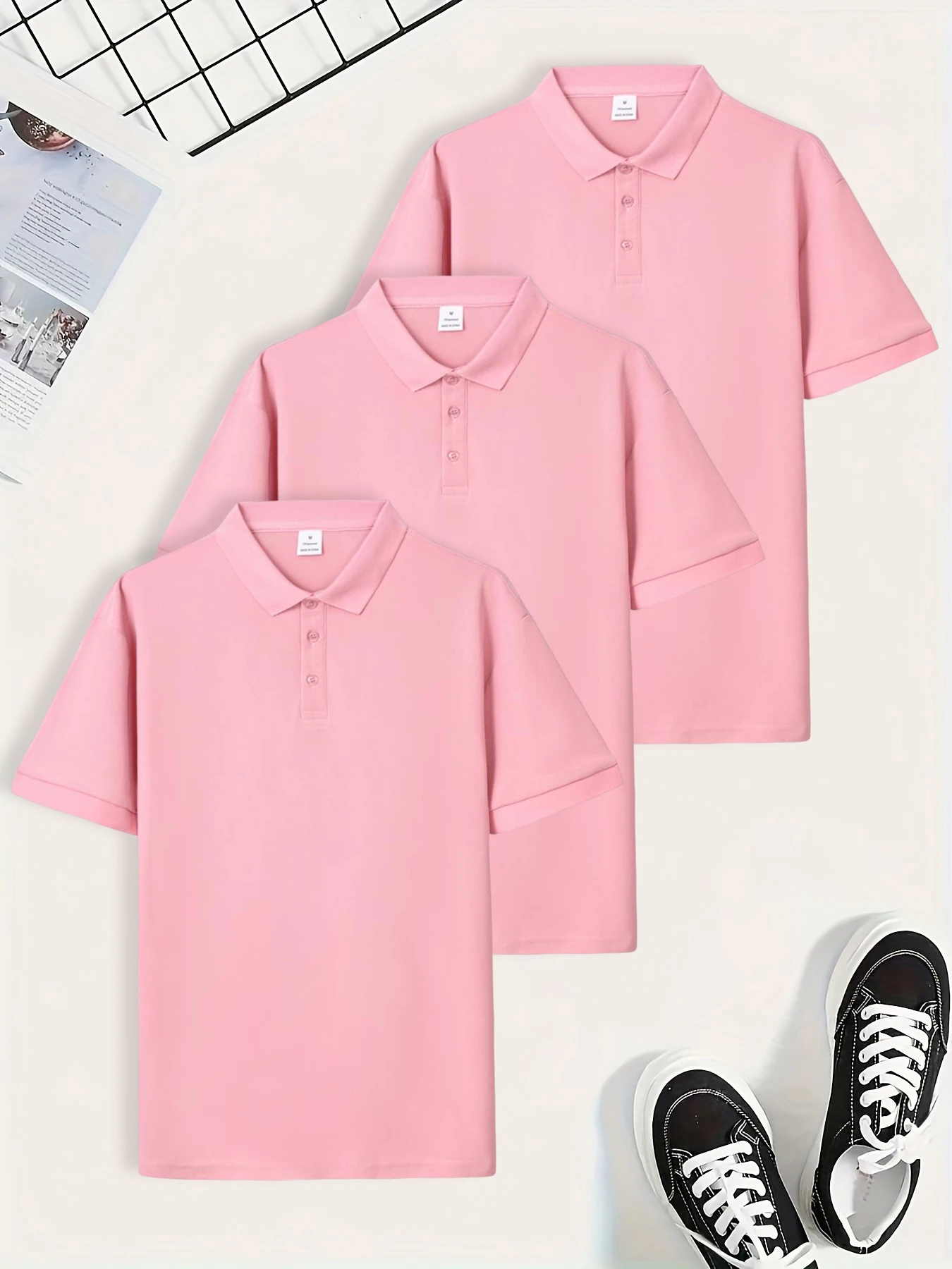 

3PCS Men's Casual Business Tops Fashion Solid Color Short Sleeve Polo Shirt Summer Breathable Comfortable Top Quality Fabrics