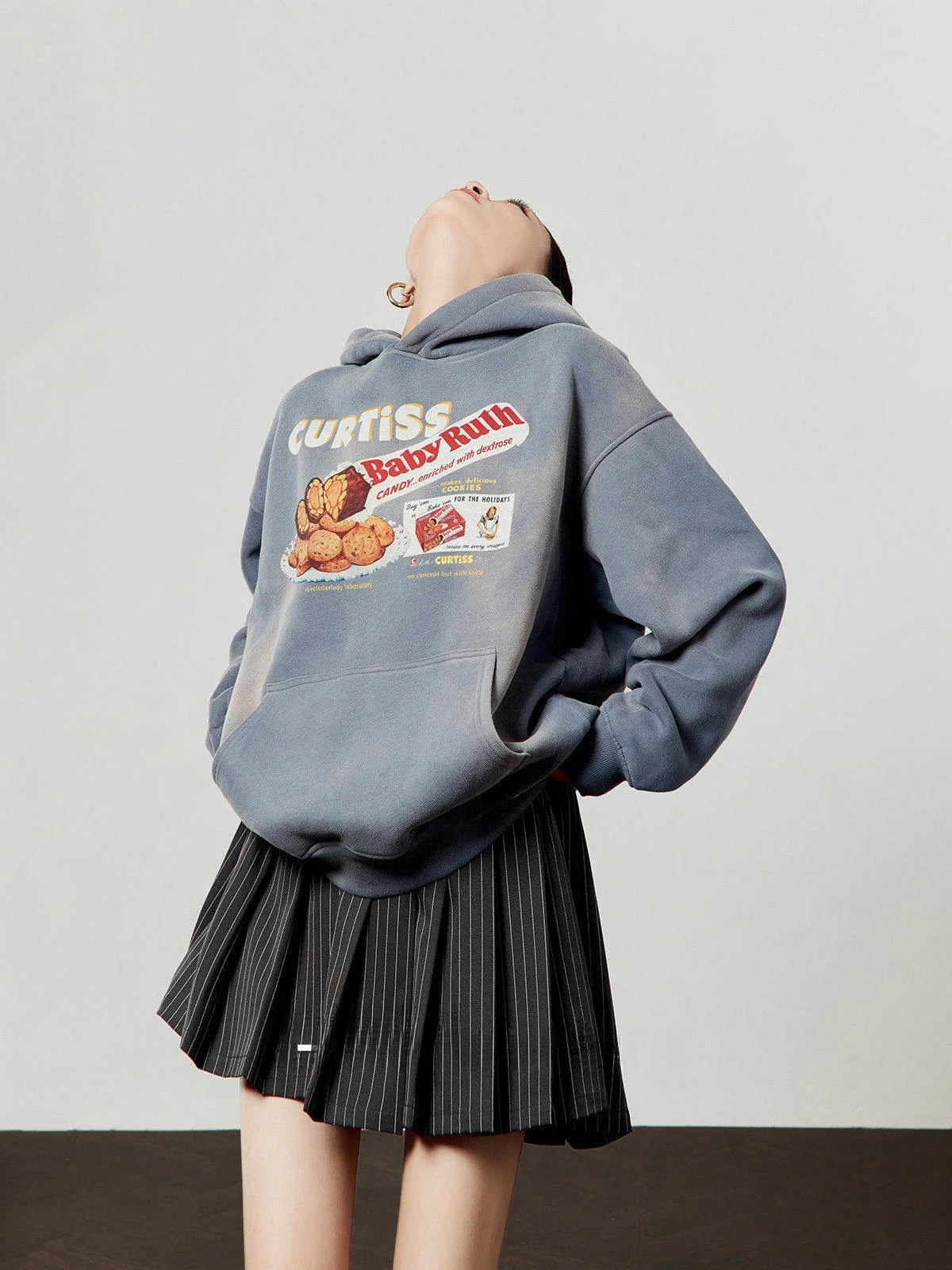 

Синяя повседневная толстовка с капюшоном для женщин, свободного кроя, с принтом Energy Bar, удобная, с длинными рукавами, для повседневной носки, модная