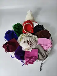 10*15cm 50Pcs/Lot Pull rope velvet bag party holiday jewelry pearl necklace storage pouches Customize personalized logos