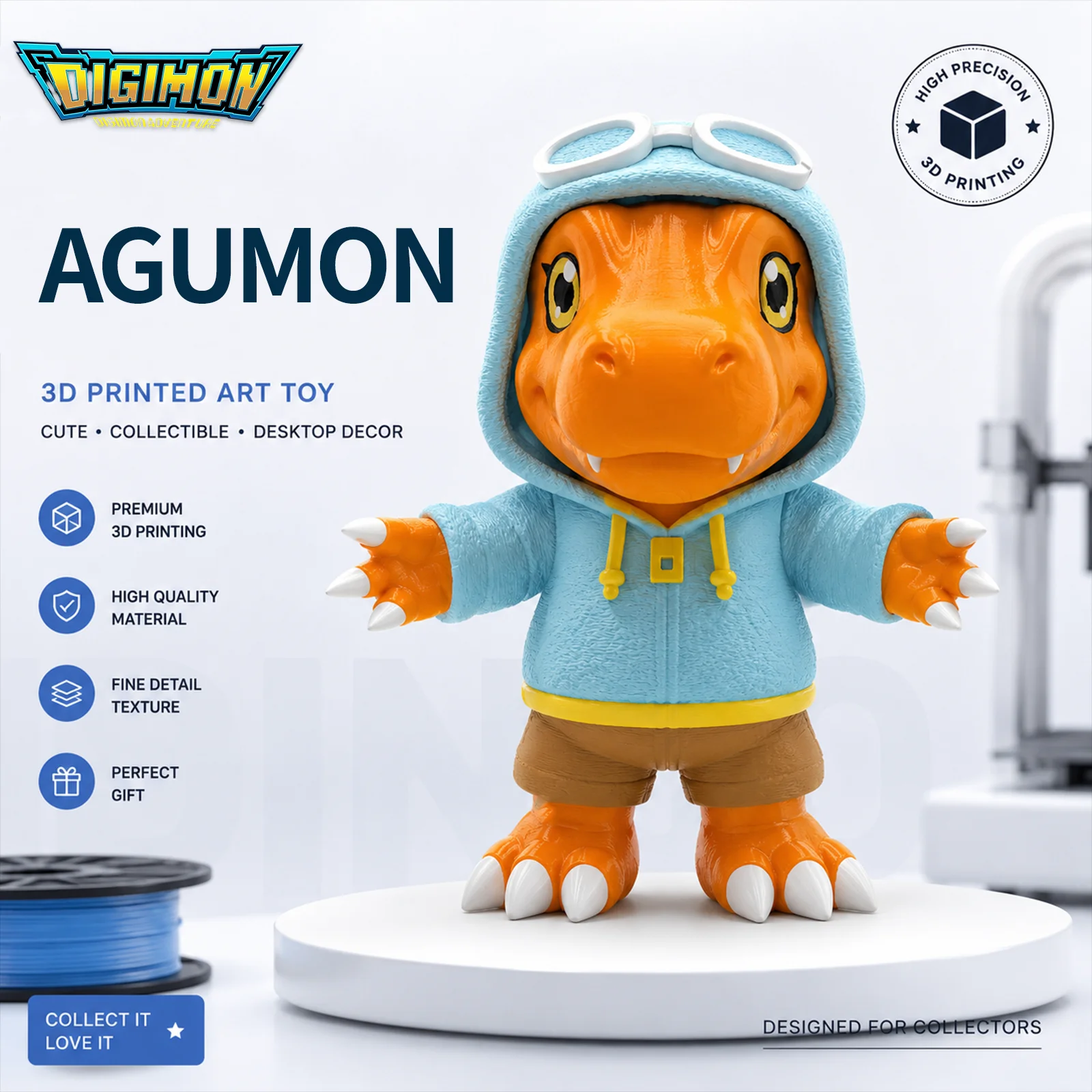 BANDAI Digimon high quality Figures Model Agumon Doll costume ver. 3 Original 3D Printing Cute Adventure Action Figure Model