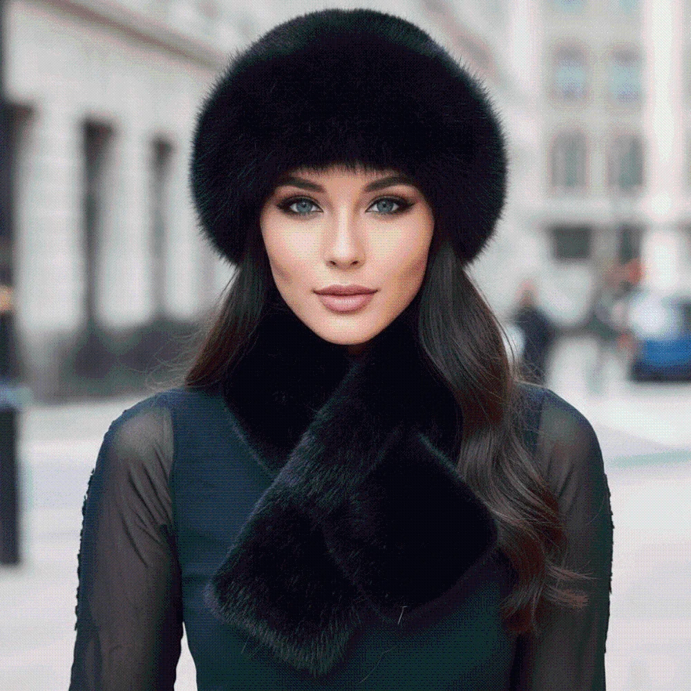 Scarf Combo Thickened Cossack Hat Set Thermal Furry Faux Mink Headwear Premium Elegant Fluffy Winter Bonnet Fashionistas