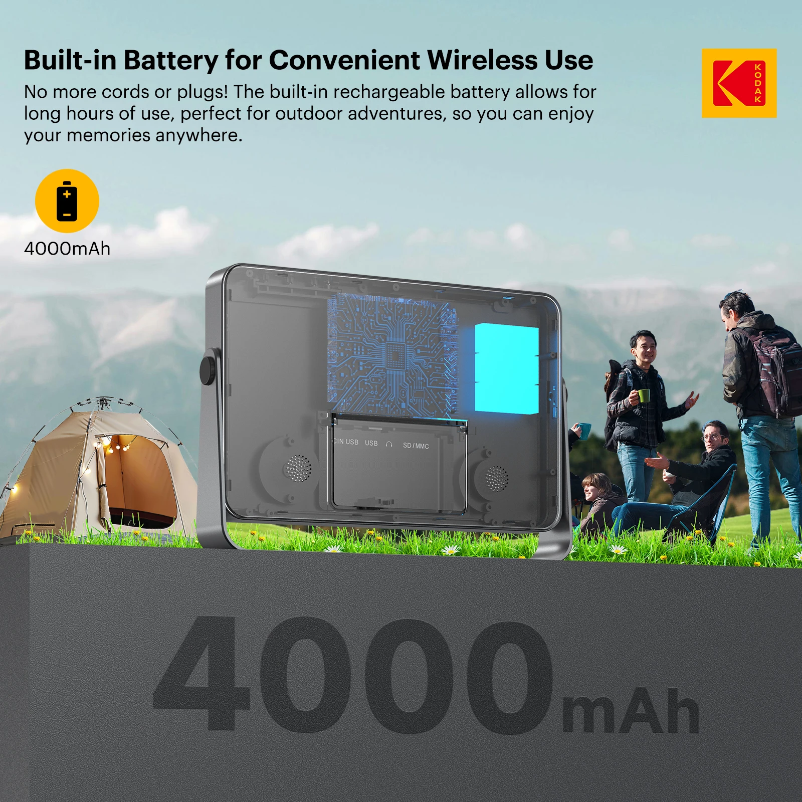 Kodak 10-Inch Digital Photo Frame WiFi Enabled with Built-in Battery 1920x1200 FHD Touchscreen Wide Viewing Angle 32GB Storage