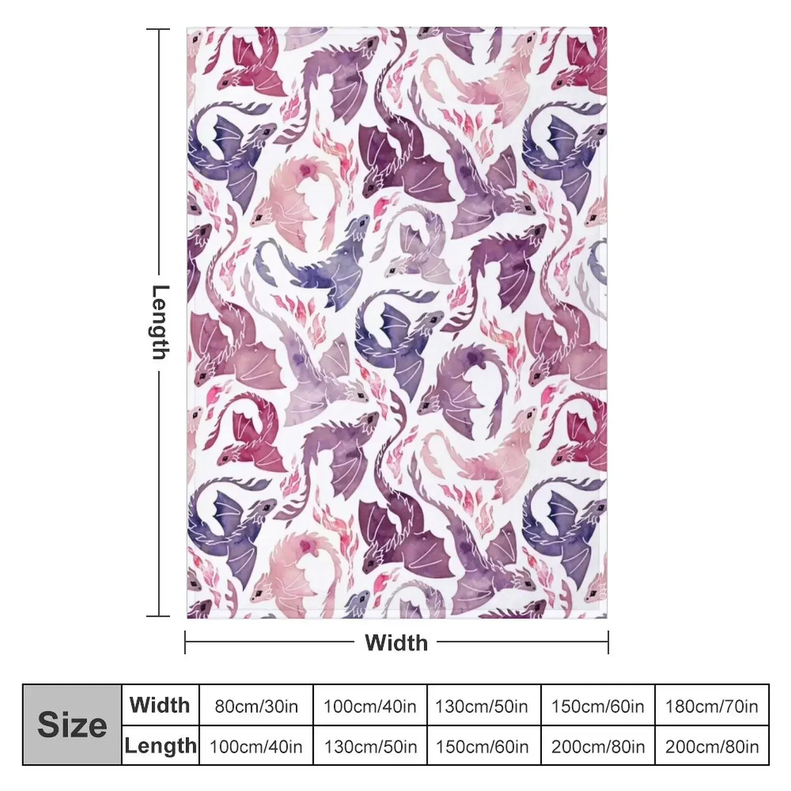 Dragon fire pink & purple Throw Blanket For Decorative Sofa Luxury St decorative heavy to sleep christmas gifts Moving Blankets