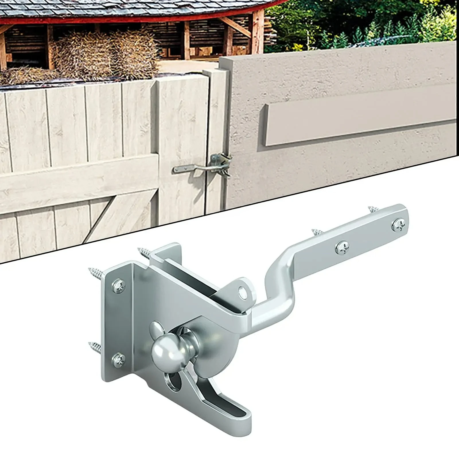 1pc Steel Fence Lock Easy Install Rustic Decor Self Locking Door Latch Hardware Gate Latch for Garden Pasture Outdoor Wood Fence
