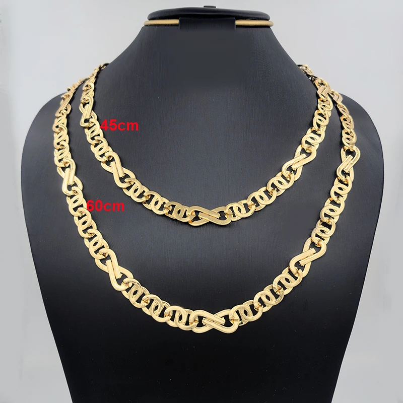 Italian Necklace Bracelet Gold Plated Big Eight Pattern Dubai Jewelry Party Charming Necklaces Sets Gift Trendy Party Engagement