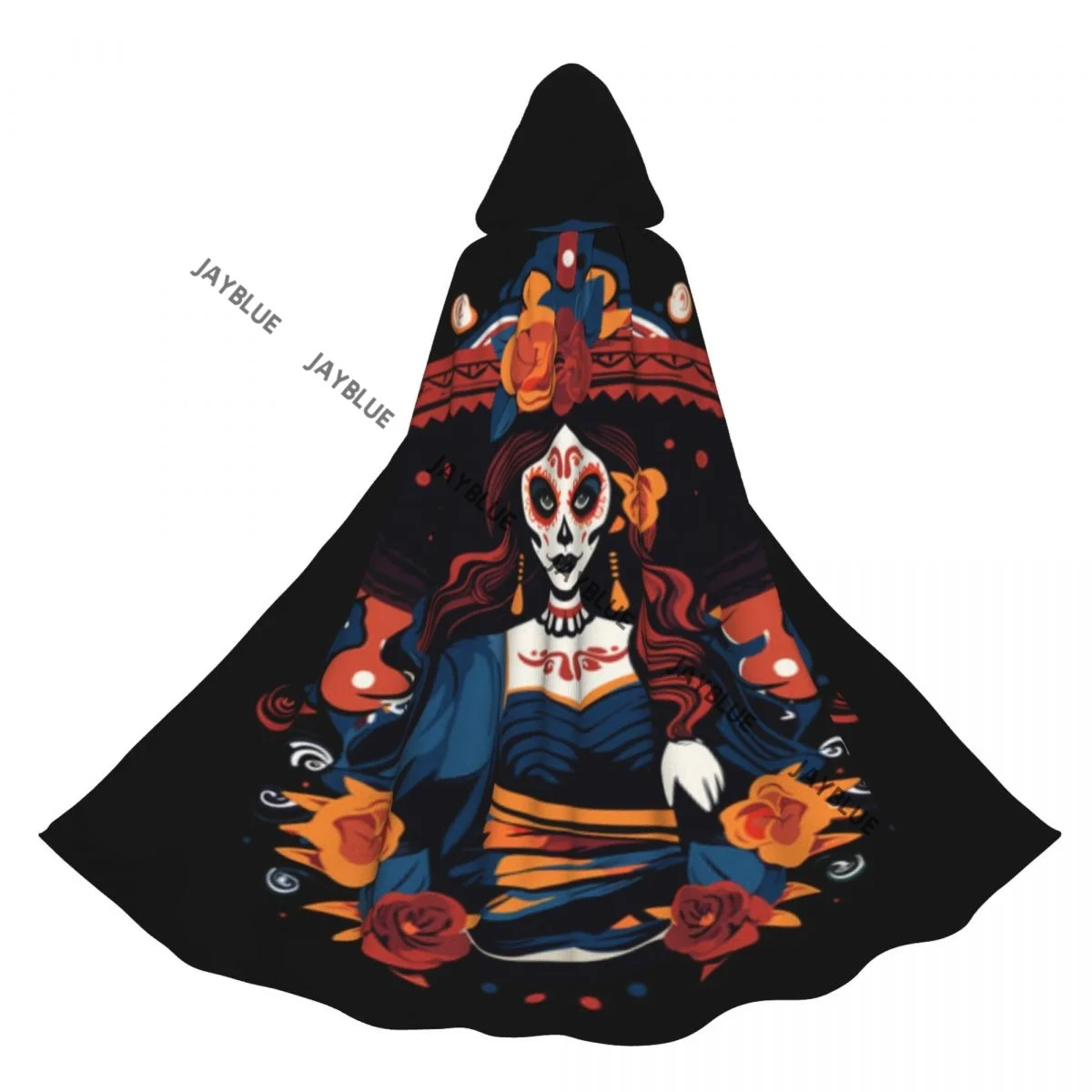 Unisex Adult Day Of The Dead Cinco De Mayo Cloak with Hood Long Witch Costume Cosplay