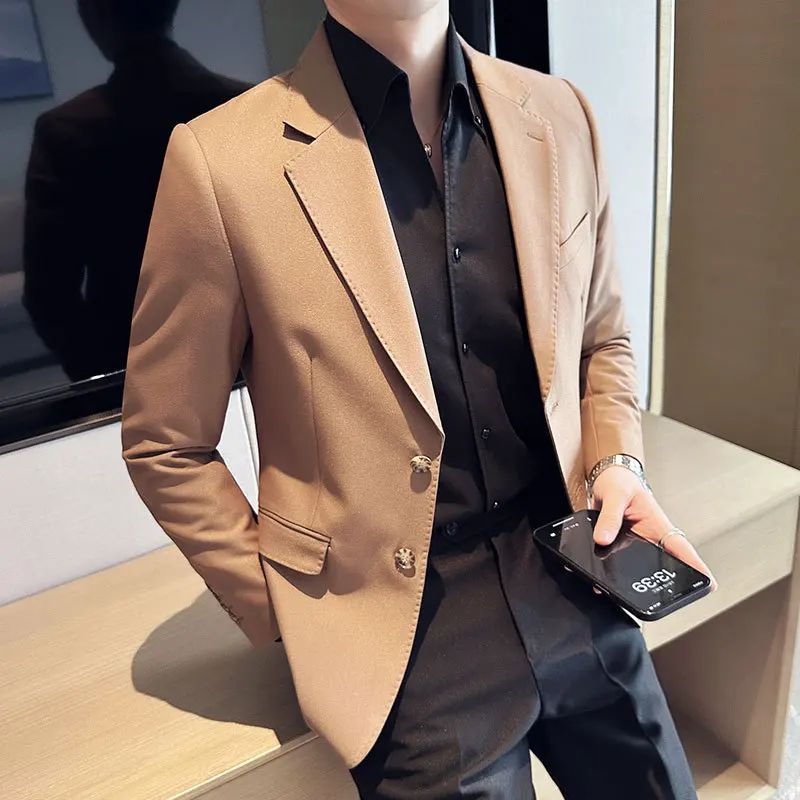 

7150 Men's pearlescent fabric long sleeve suit jacket, slim fit