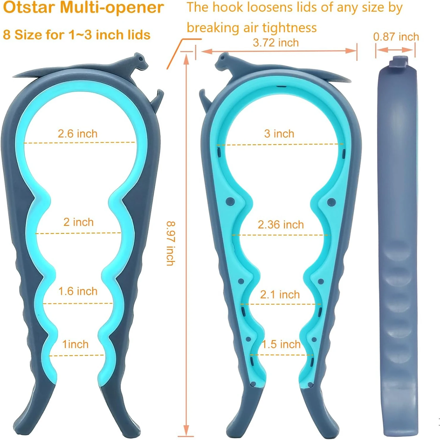 Jar Opener Bottle Opener and Can Opener for Weak hands, Seniors with Arthritis and Anyone with Low Strength, Mutil Jar Opener   