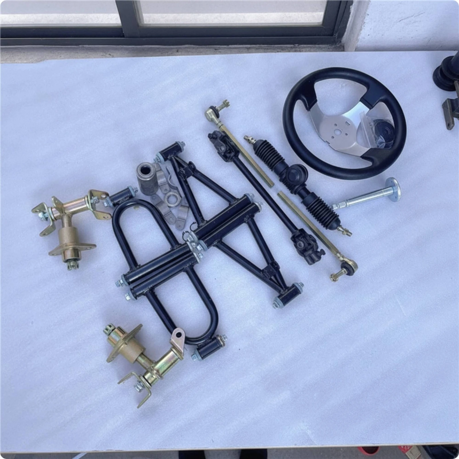 Off-Road Vehicle Front Undercarriage System Cylindrical Steering Kit with Steering Wheel Hardware Easy Installation