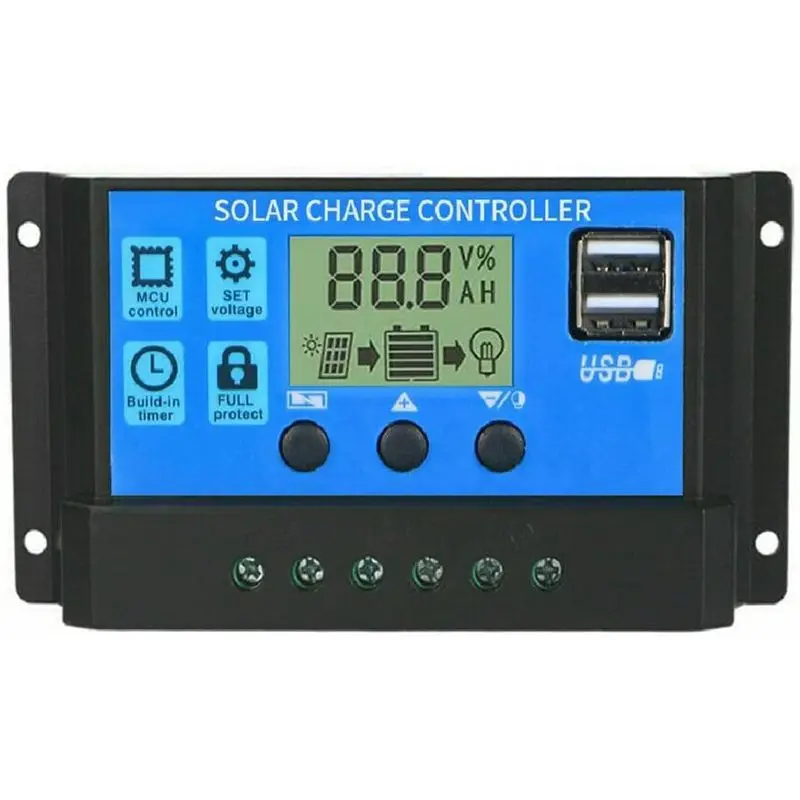 AA94-100A Solar Panel Battery Intelligent Regulator Solar Multi-Function Controller With Dual USB Port, LCD Controller