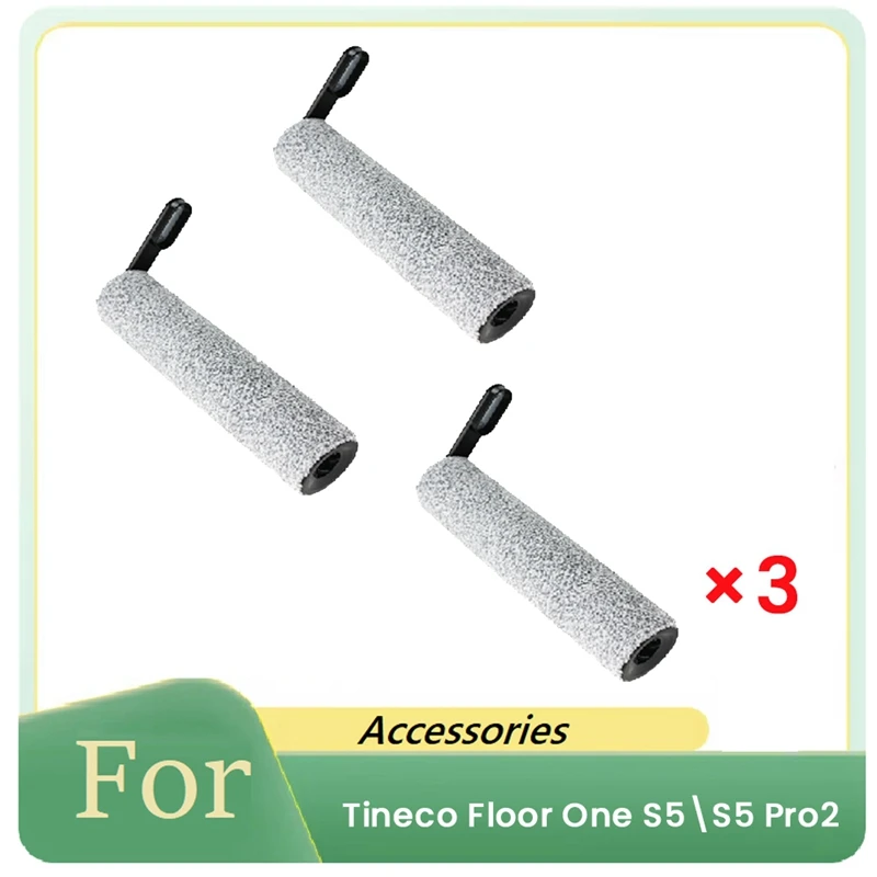 WCS-3Pcs Roller Brush For Tineco Floor One S5/S5 Pro2 Wet Dry Vacuum Cleaner Brush Rollers Replacement Parts Accessories