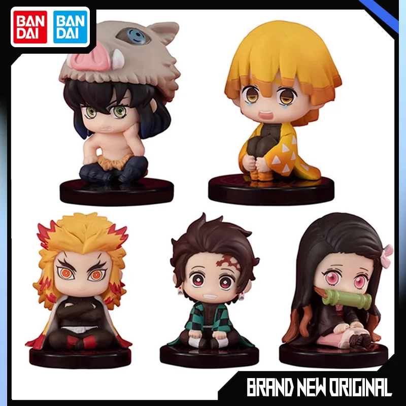 Bandai Demon Slayer Action Figures, Tanjirou Kamado, Nezuko, Hashibira Inosuke, Gashapon, Enfeites de postura sentada, original