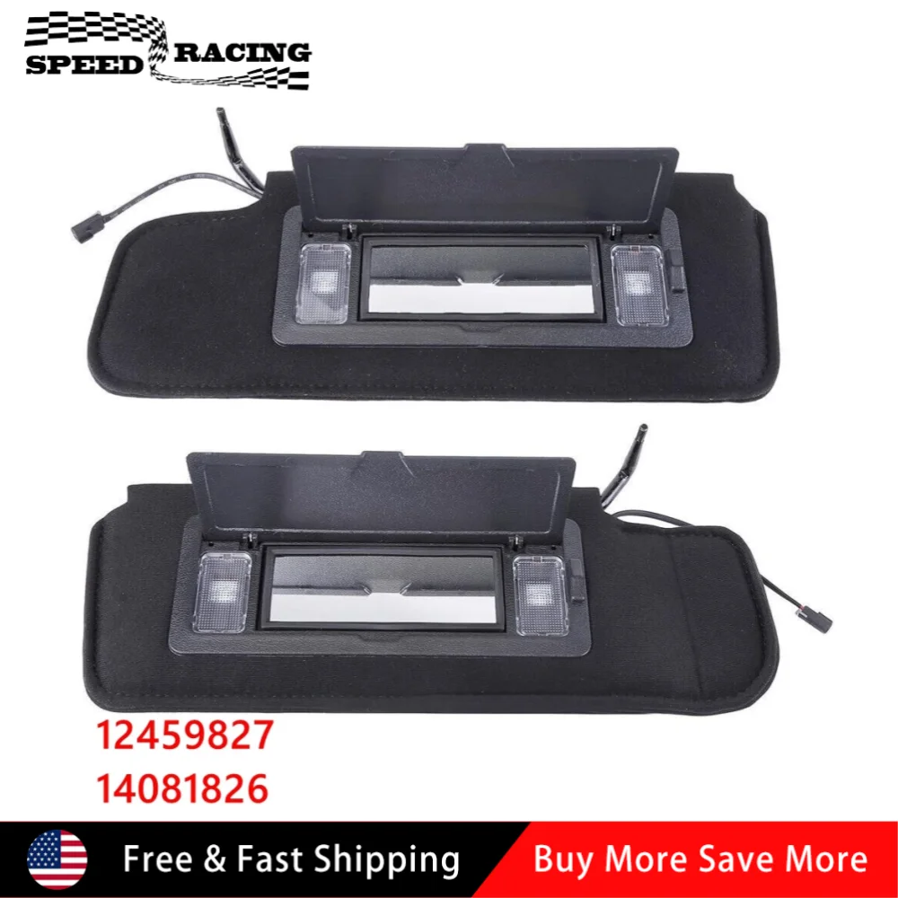 

12459827 14081826 2 шт. солнцезащитные козырьки с косметическим зеркалом и светодиодной подсветкой для Chevy Corvette C4 5,7 л 1984-1996 годов, черный LBJ-1054