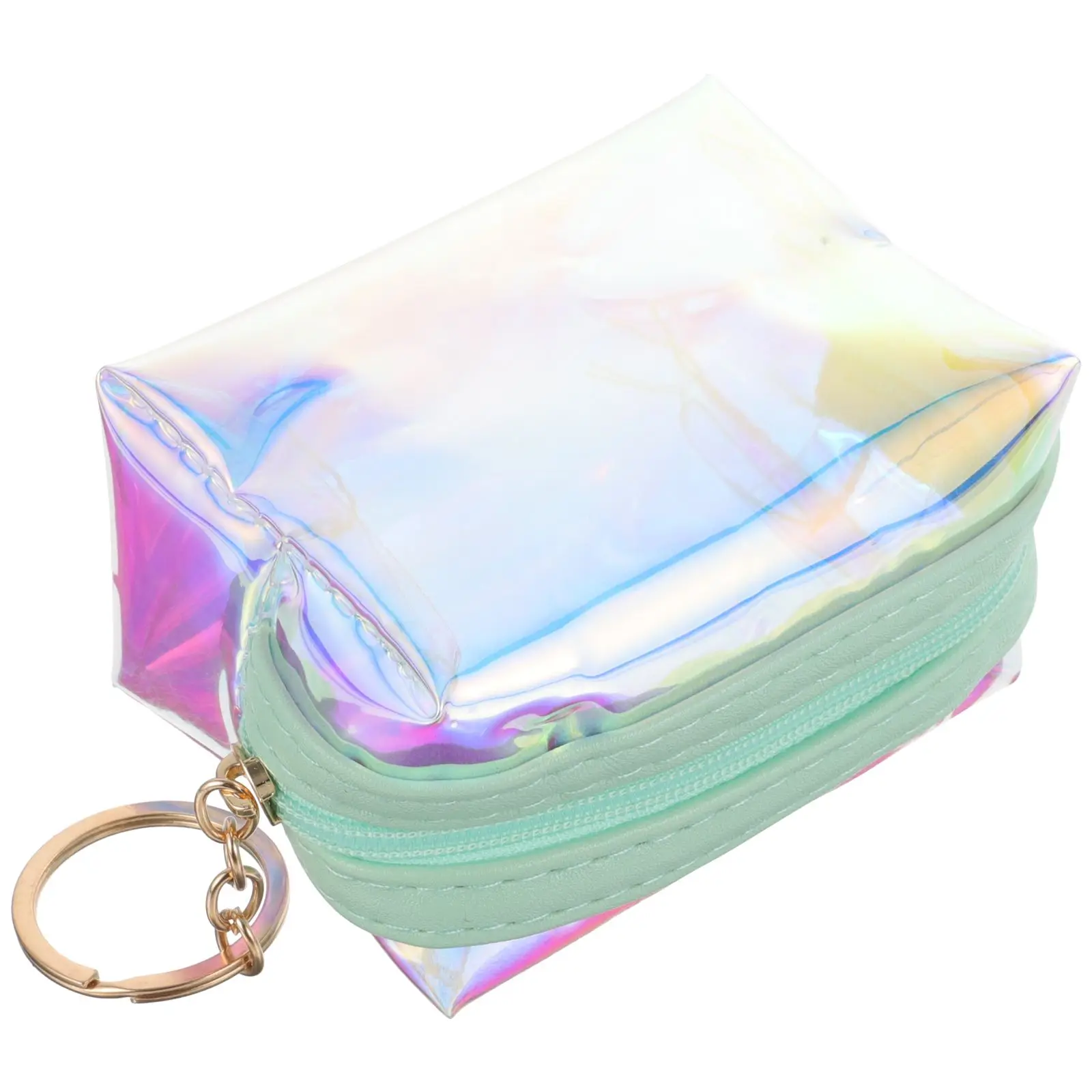 

Coin Purse Wallet Keychain Small PVC Zipper Pouch Purse Compact Toiletry Bag Wallet