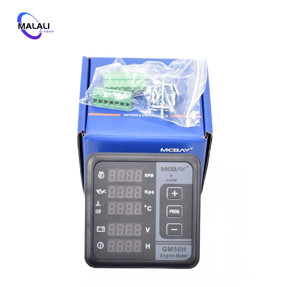 Mebay GM50H MK3 Engine Multi Function Digital Meter Diesel Generator Monitor with water temperature sensor oil pressure sensor