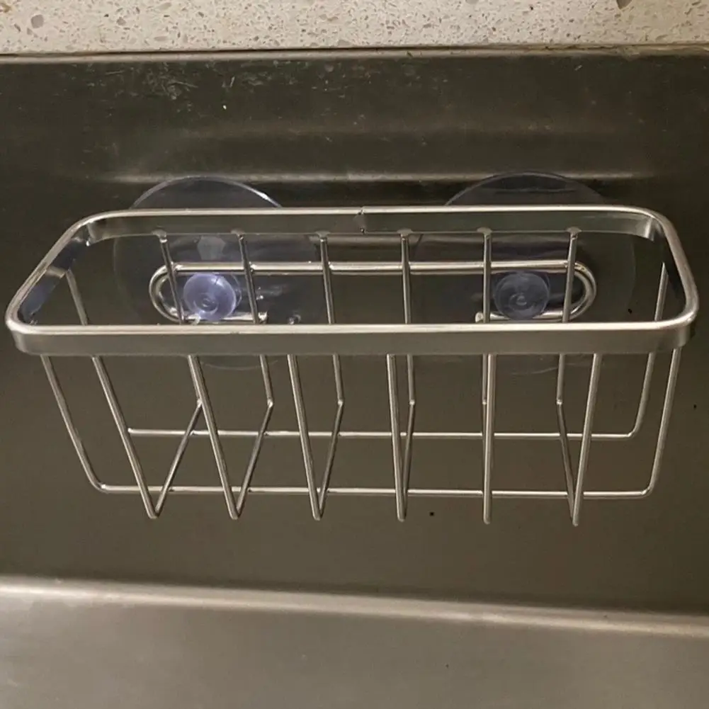 

Stainless Steel Sponge Caddy Kitchen Sink Organizer Powerful Suction Cup Sponge Rack Lightweight Kitchen Sink Organizer for Home