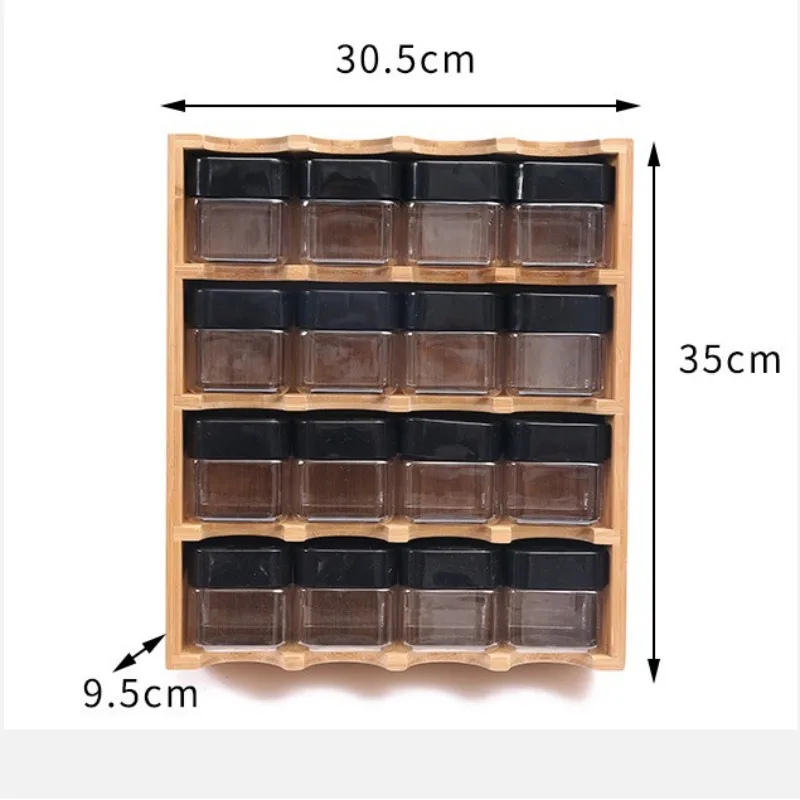 Kitchen tabletop rack for solid wood seasoning can storage