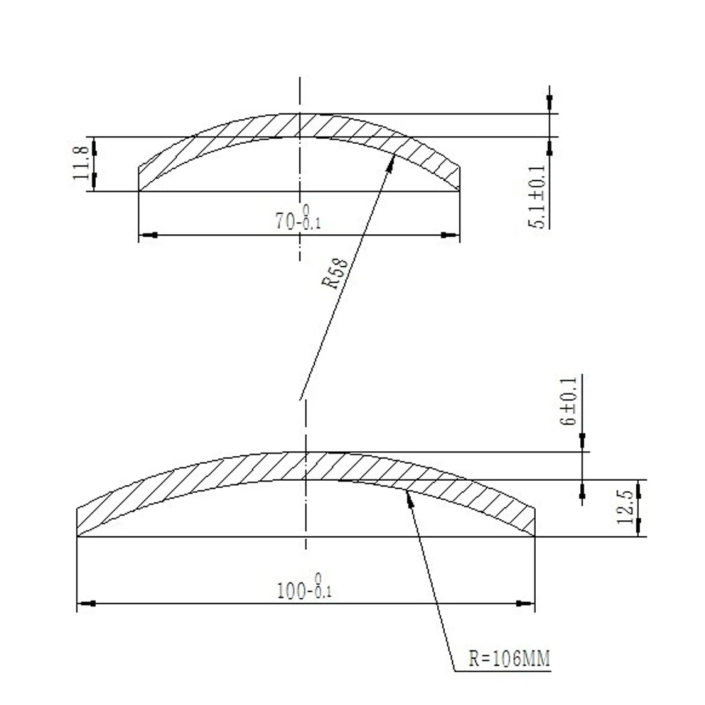 Round flat concave aluminized reflector D100mmF53mm D70mmF29mm  Protective aluminum plating