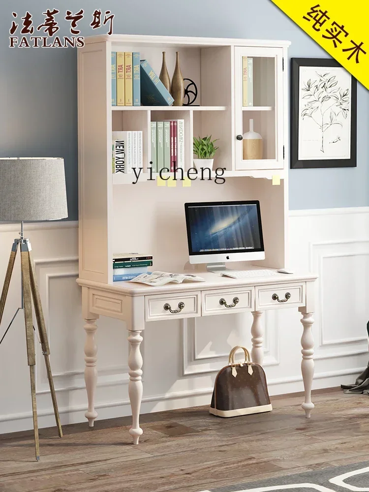 XL pure solid wood bedroom study American light luxury modern desk bookcase bookshelf combination