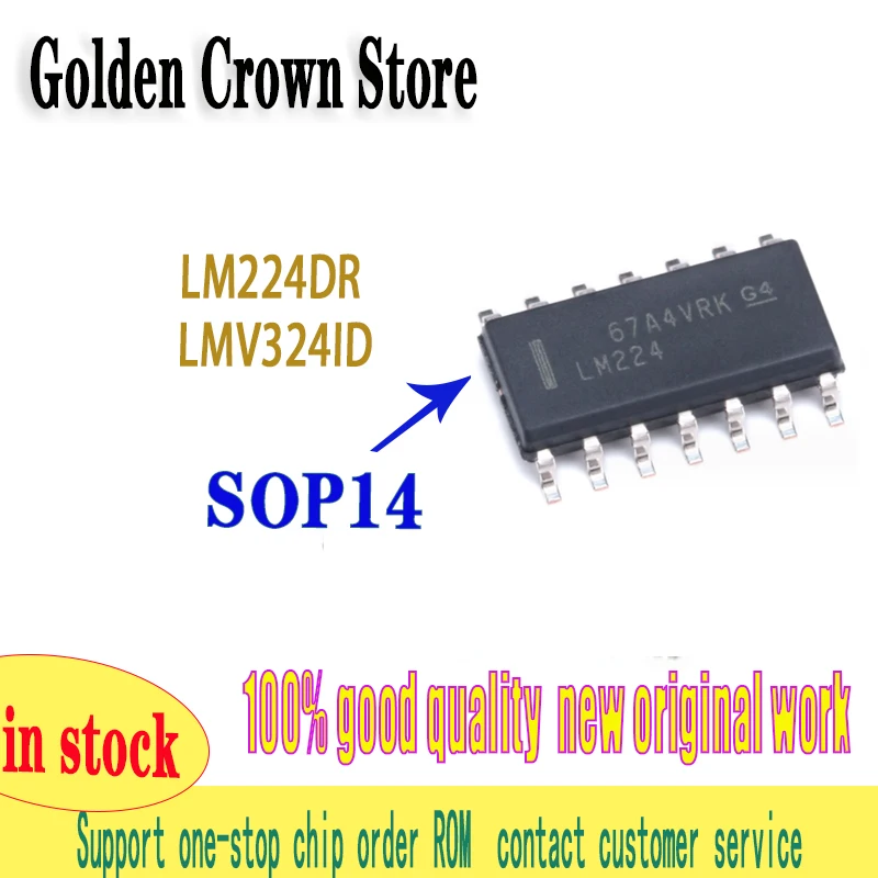 10 Pcs/Lot  LM224DR SOP-14 LM224  LM224D 224DR  LMV324ID LMV324M LMV324  New and Original In Stock