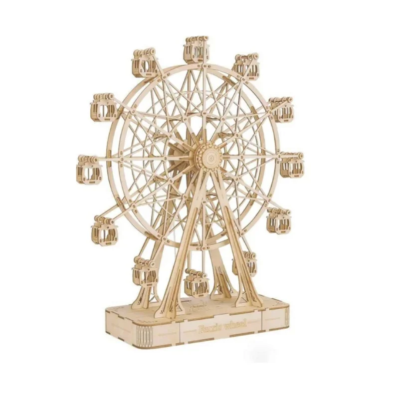 DIY Wooden Rotatable Ferris Wheel Model with Playing Music Toys for children birthday TGN01