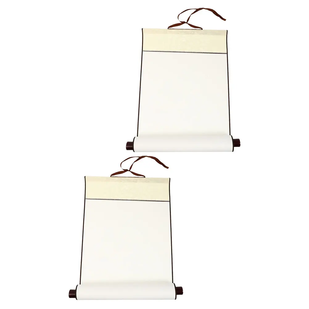 

2 Pcs Blank Hanging Scroll Painted Painting Quick Dry Calligraphy Rice Paper Child Scrolls for Writing