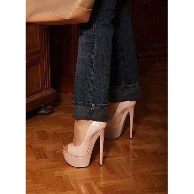 

Pink Slip On Shallow Platform Pumps Thin High Heel Peep Toe Fashion Sexy 2025 Summer Big Size Woman Shoes Zapatillas Mujer
