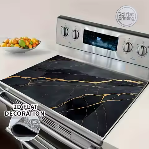 Cubierta para Estufa con Patrón de Mármol, Alfombrilla Plana 2D Resistente al Calor para Estufa Eléctrica, Protector de Decoración de Cocina, Antideslizante