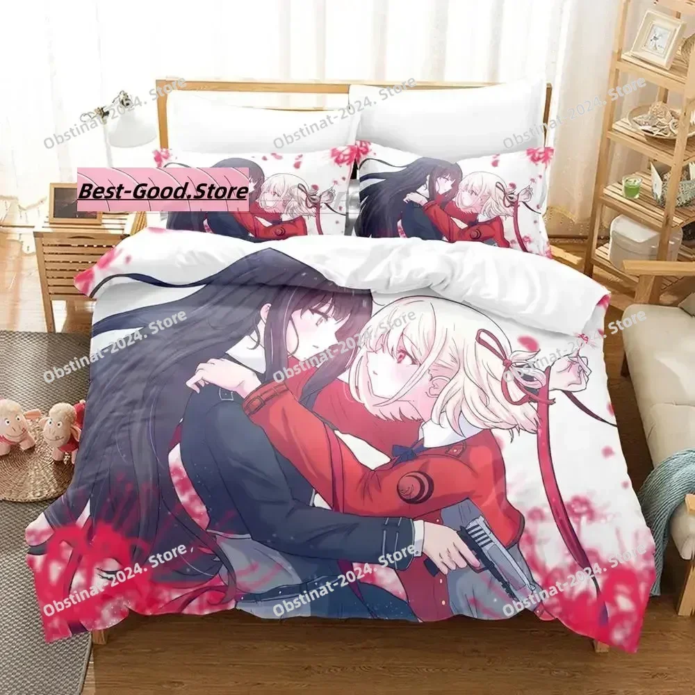 

New Lycoris Recoil Bedding Set Single Twin Printed Bed Set With Pillowcase Duvet Cover Soft Single Double Queen Super King Size